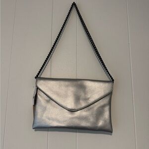 J. Crew Silver Leather Shoulder Bag